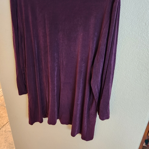 Chico’s Travelers Long Sleeve Purple Slinky Asymmetrical Tunic Acetate Top - Picture 4 of 8
